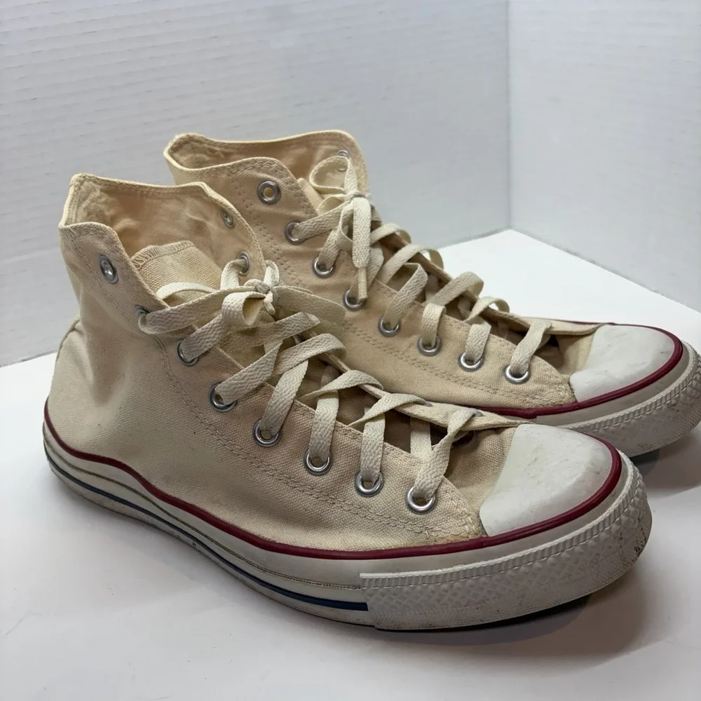 Vintage Converse Mens 10 Wo 12 White Faded Y2K Lace Grunge High Top Chuck Taylor - Picture 2 of 11